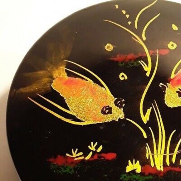 Vintage Japanese Lacquer over Porcelain Box - Picture 4 of 6